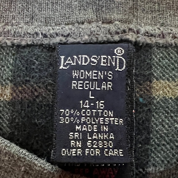 90s Lands End Heavyweight Plaid Sweatshirt L Vintage - Picture 3 of 4